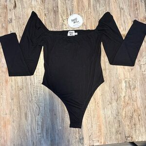 Princess Polly Charlotte Bodysuit Black Curve Size 14 Long Sleeves NEW WITH TAGS